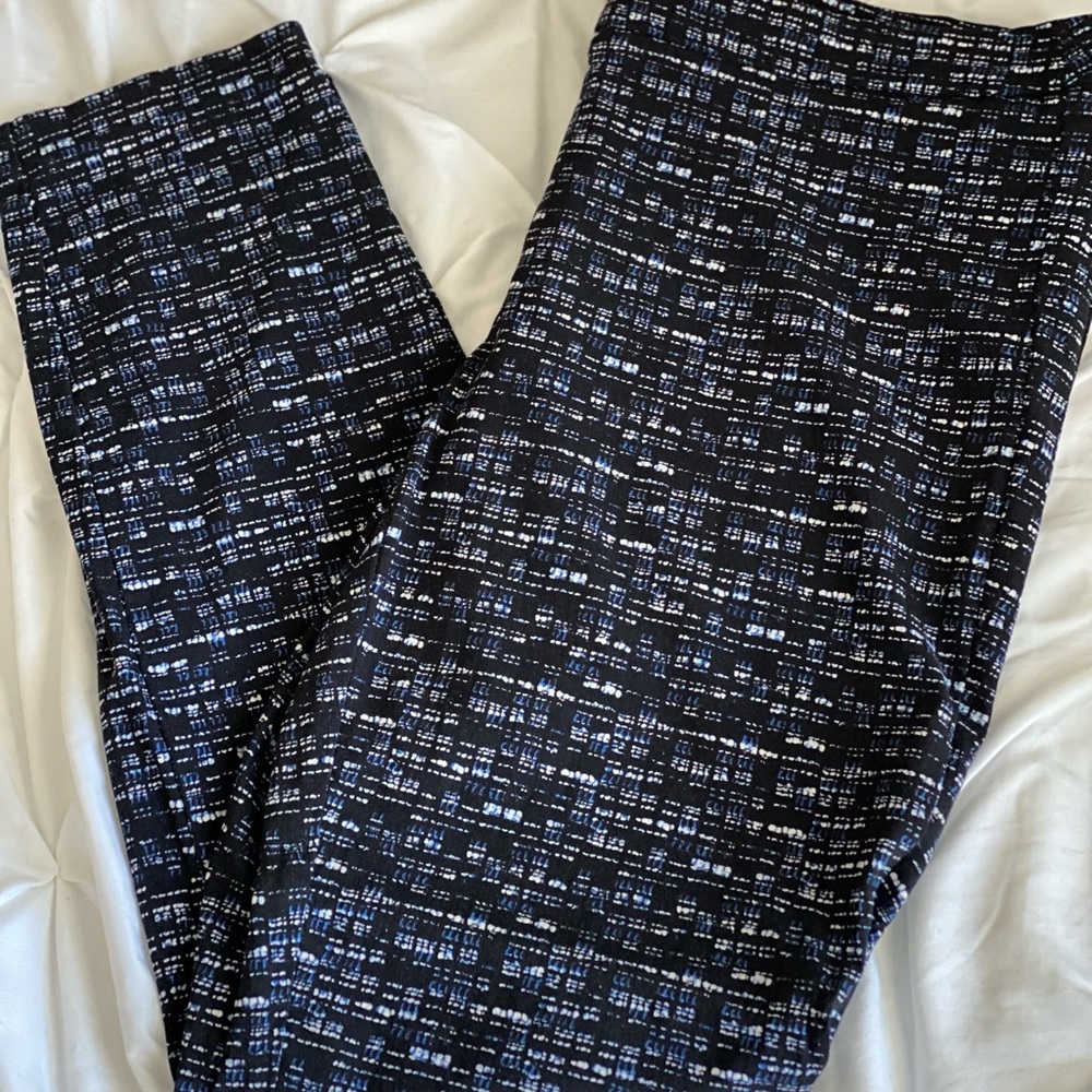 Black, white and blue patterned slacks!  Perfect for the office or a night out!
